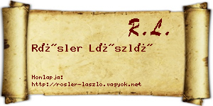Rösler László névjegykártya